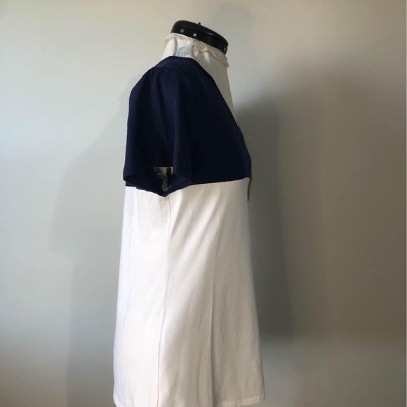 NWT Medium Sampeel Womens Short Sleeve Black White Brown Pocket Blouse C5560 - Picture 4 of 6